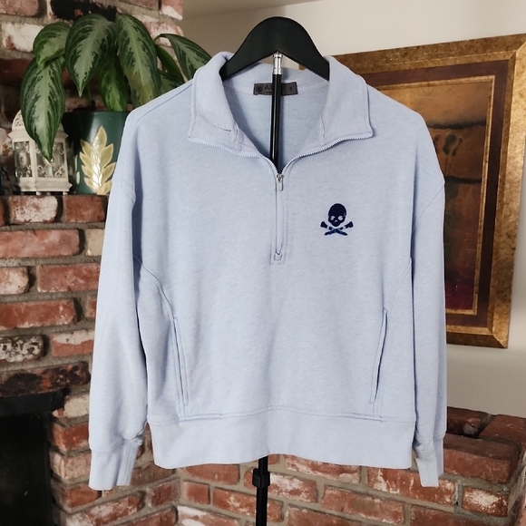 G/FORE Other - Women’s G/FORE Light Blue Quarter Zip Pullover Skull Logo Golf Sweatshirt